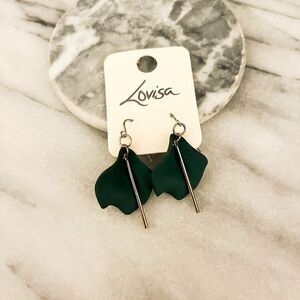 Lovisa Orchid Earrings | Green Acrylic • Gold Tone Dangle Drops •‎ NWT Statement